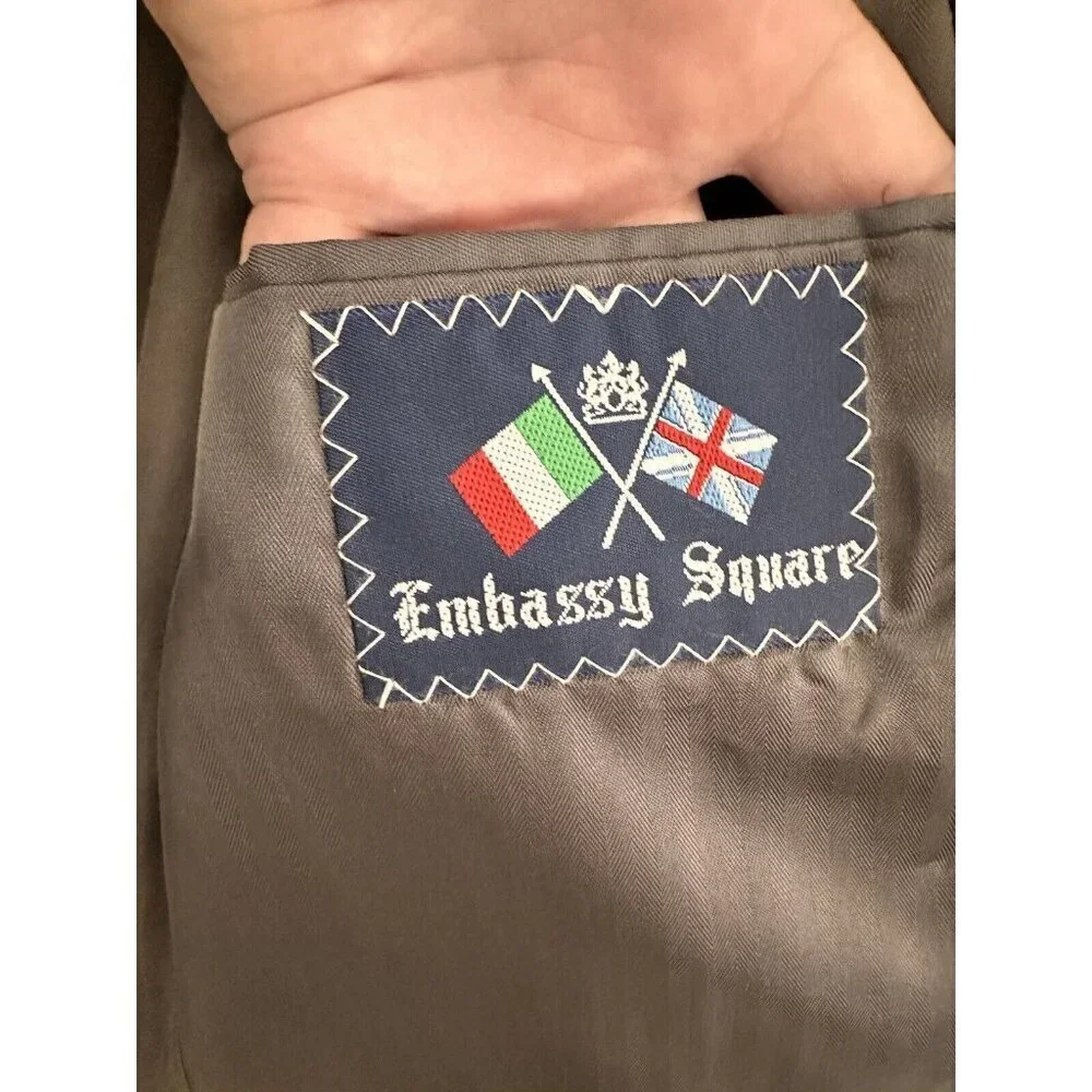 Embassy Square Blazer 40R Grey 2 Button Single Vent Lined 100% Camel Hair Preppy